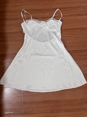Ivory Lace Slip Dress Medium Soft Cup Babydoll